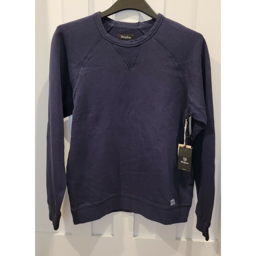 New BRIXTON Damo Crew Fleece MEN's Long Sleeve NAVY (Size XS) MSRP $65